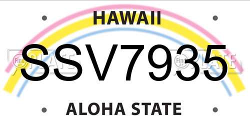 SSV7935 Hawaii License Plate