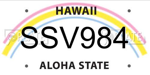 SSV984 Hawaii License Plate