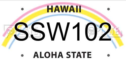 SSW102 Hawaii License Plate