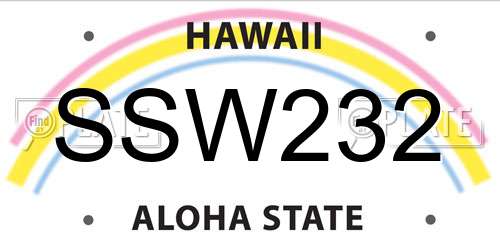 SSW232 Hawaii License Plate