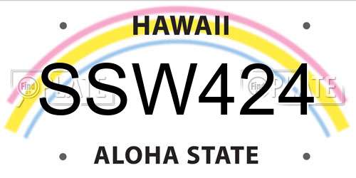 SSW424 Hawaii License Plate