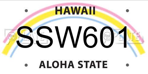 SSW601 Hawaii License Plate