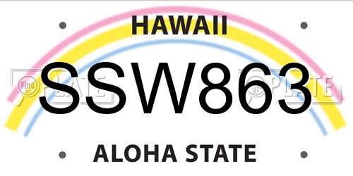 SSW863 Hawaii License Plate