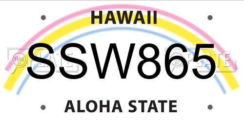 SSW865 Hawaii License Plate