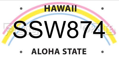 SSW874 Hawaii License Plate
