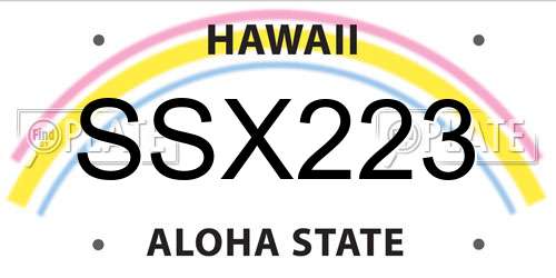 SSX223 Hawaii License Plate
