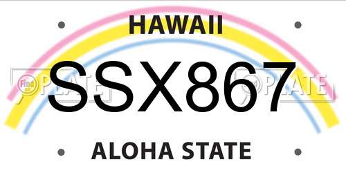 SSX867 Hawaii License Plate