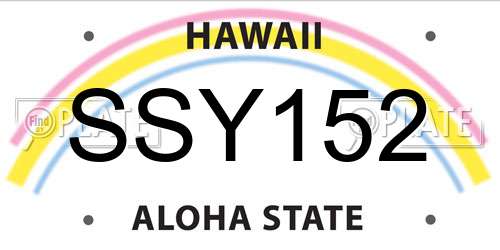 SSY152 Hawaii License Plate