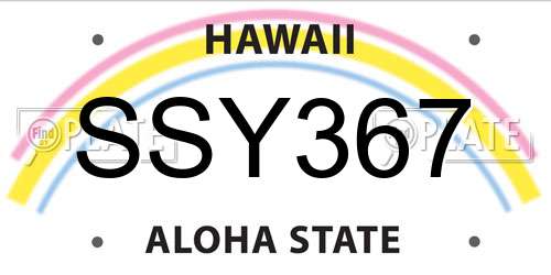 SSY367 Hawaii License Plate