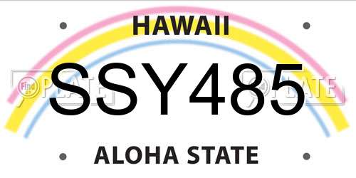 SSY485 Hawaii License Plate