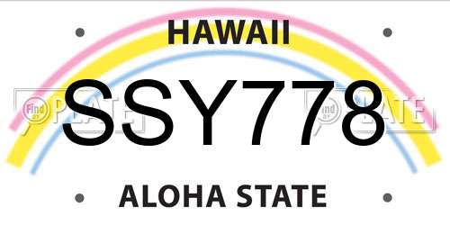 SSY778 Hawaii License Plate