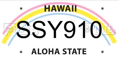 SSY910 Hawaii License Plate