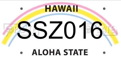 SSZ016 Hawaii License Plate