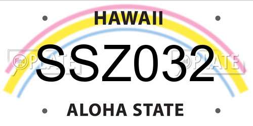 SSZ032 Hawaii License Plate