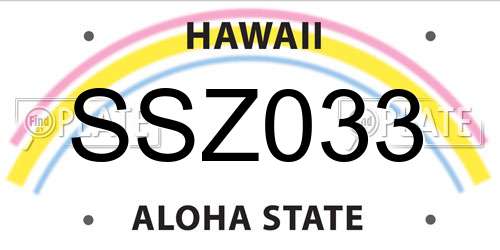 SSZ033 Hawaii License Plate