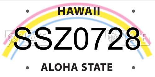 SSZ0728 Hawaii License Plate