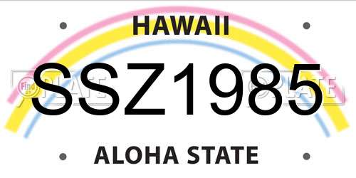 SSZ1985 Hawaii License Plate