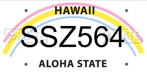 SSZ564 Hawaii License Plate