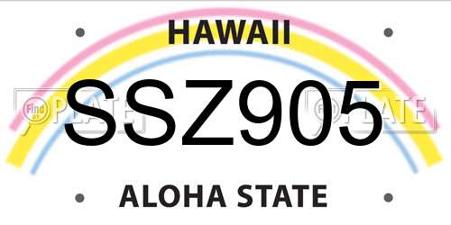 SSZ905 Hawaii License Plate