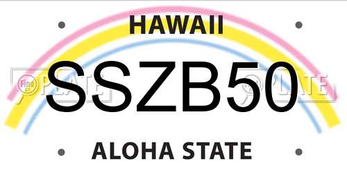 SSZB50 Hawaii License Plate
