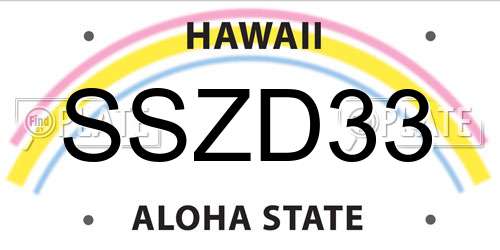 SSZD33 Hawaii License Plate