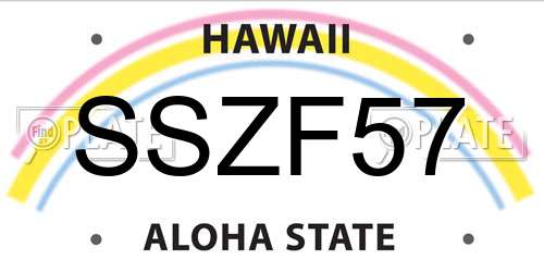 SSZF57 Hawaii License Plate