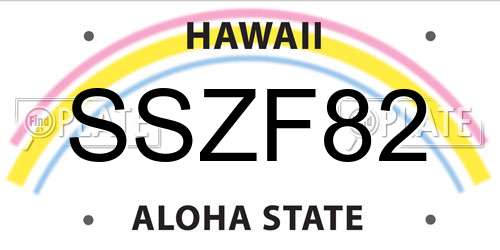 SSZF82 Hawaii License Plate