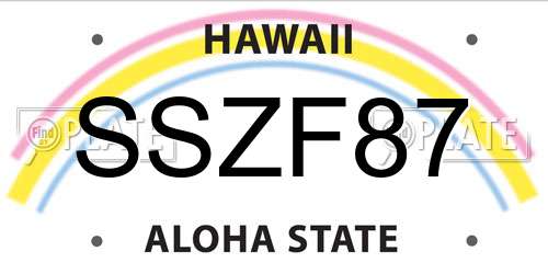 SSZF87 Hawaii License Plate