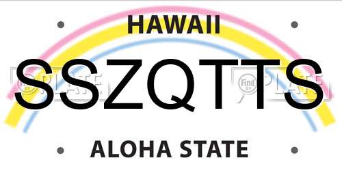 SSZQTTS Hawaii License Plate