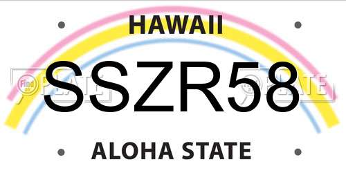 SSZR58 Hawaii License Plate