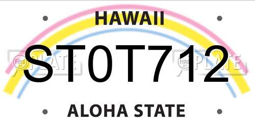 ST0T712 Hawaii License Plate
