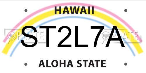 ST2L7A Hawaii License Plate