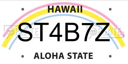 ST4B7Z Hawaii License Plate