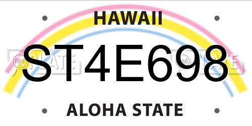 ST4E698 Hawaii License Plate