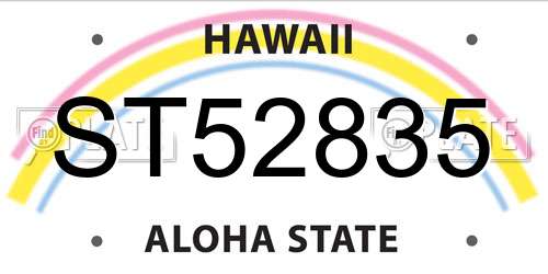 ST52835 Hawaii License Plate