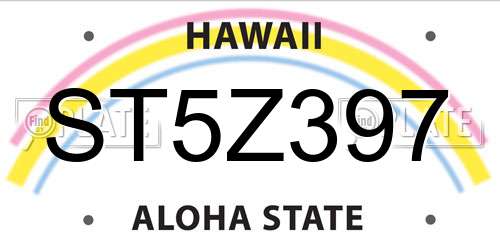 ST5Z397 Hawaii License Plate