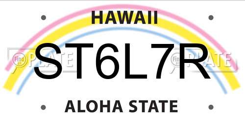 ST6L7R Hawaii License Plate