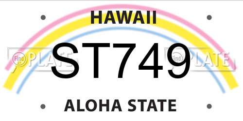 ST749 Hawaii License Plate