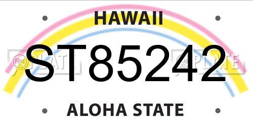 ST85242 Hawaii License Plate
