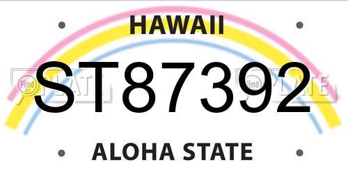 ST87392 Hawaii License Plate