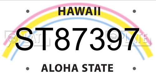 ST87397 Hawaii License Plate