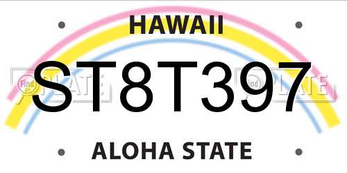 ST8T397 Hawaii License Plate