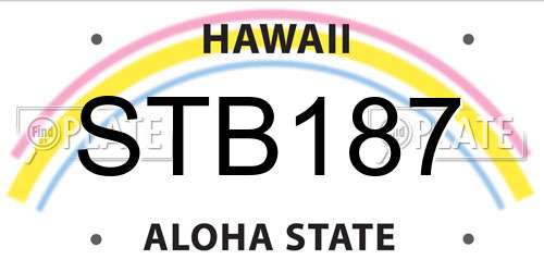STB187 Hawaii License Plate