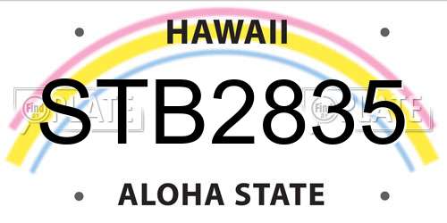 STB2835 Hawaii License Plate