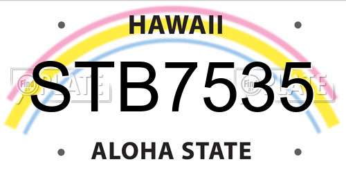 STB7535 Hawaii License Plate