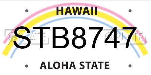 STB8747 Hawaii License Plate
