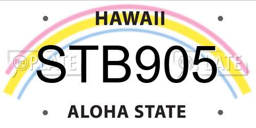 STB905 Hawaii License Plate