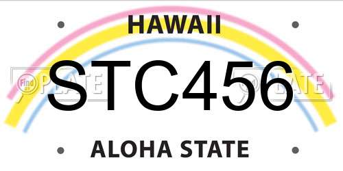 STC456 Hawaii License Plate