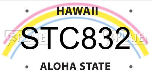 STC832 Hawaii License Plate