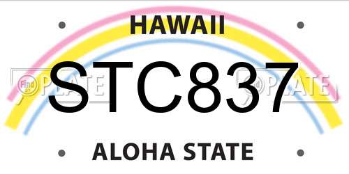 STC837 Hawaii License Plate